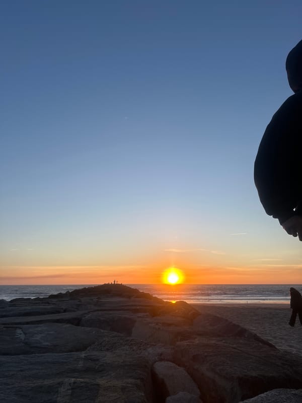 Sunset captured over ocean beach in Esposende, Portugal