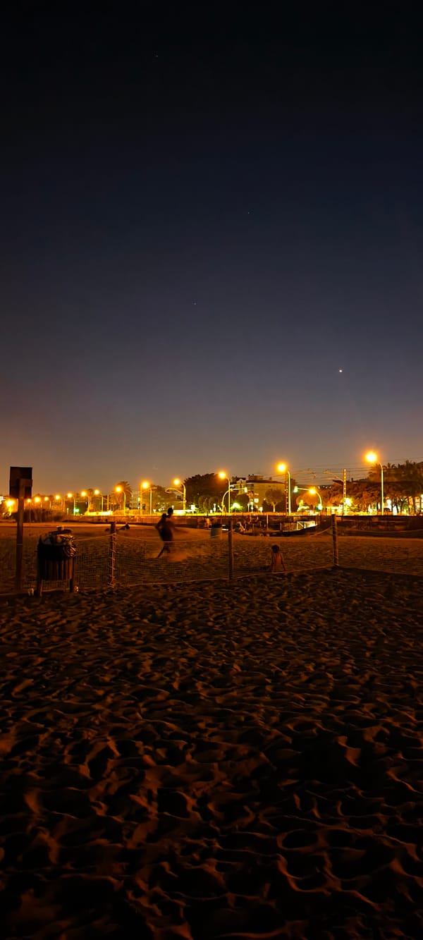 Moonlit night at the beach in Premià de Mar