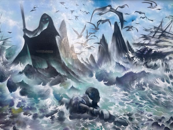 Man carries black dog on shoulders on London sidewalk