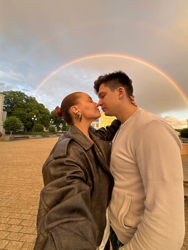 Double rainbow draws people into the streets of Chaikovsky