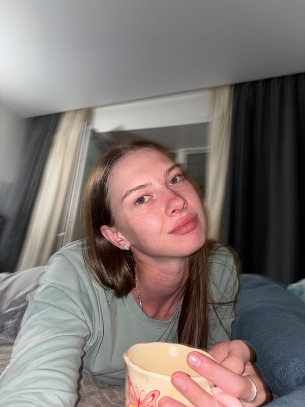 Evening tea in bed, Perm bedroom, mug in hand
