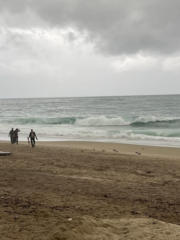 Rainy morning captured along Alanya coastline with stormy conditions