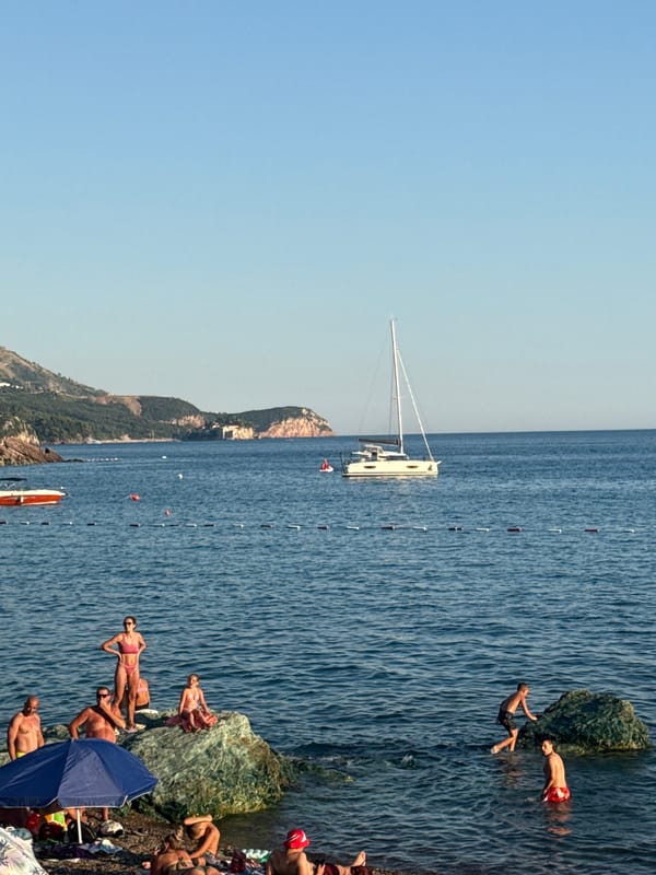 Calm summer afternoon on the rocky Adriatic coast in Montenegro