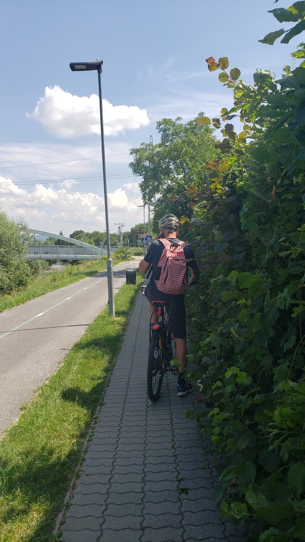 Sunny afternoon along Prešov's riverside paths and neighborhood streets