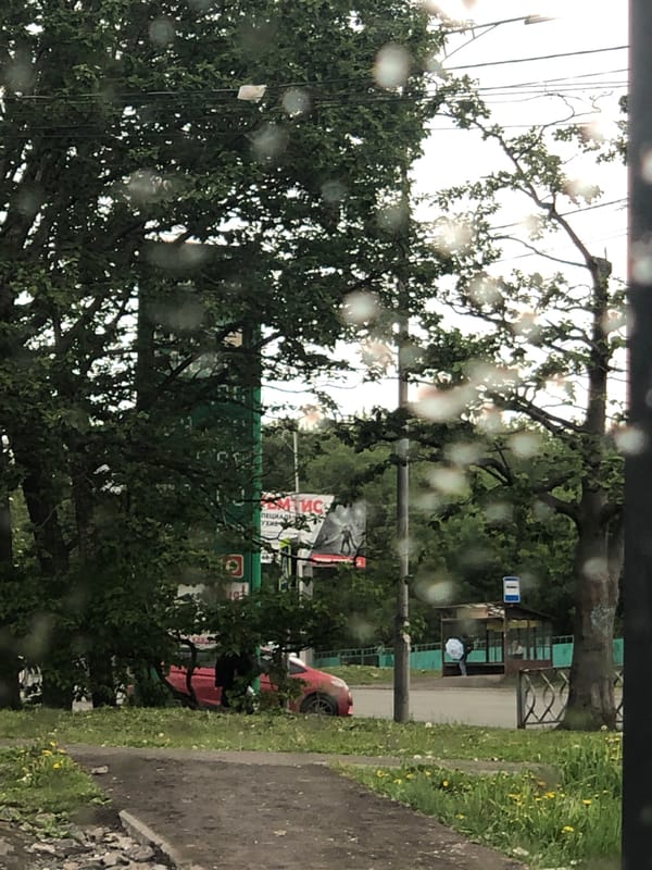 Rainy morning street scenes across central Petropavlovsk-Kamchatsky