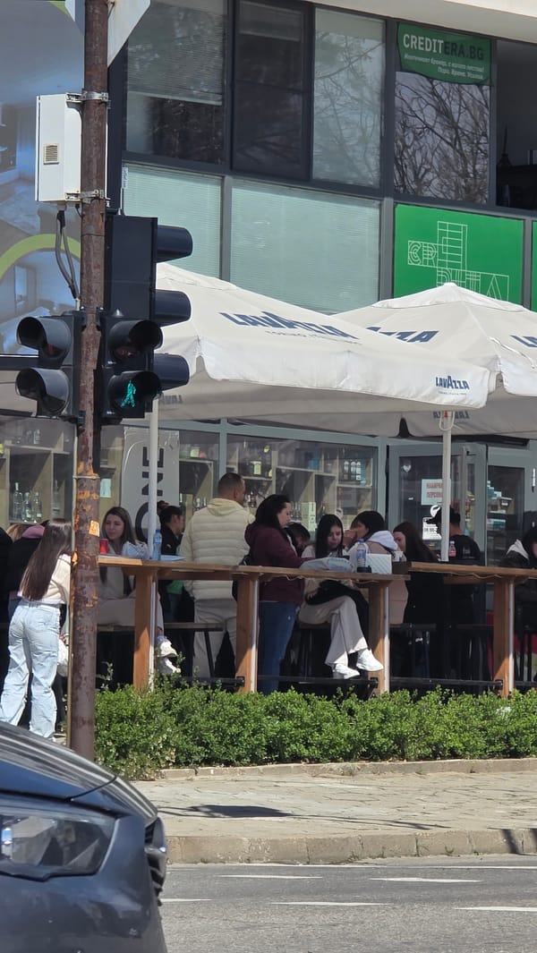 Morning street life captured in Blagoevgrad, Bulgaria