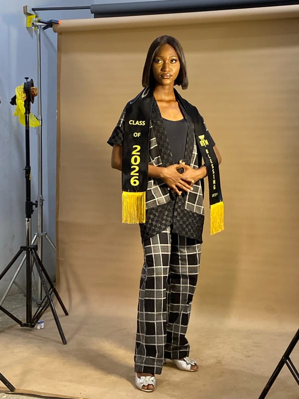 Nursing graduate celebrates with professional photoshoot in Nigeria studio