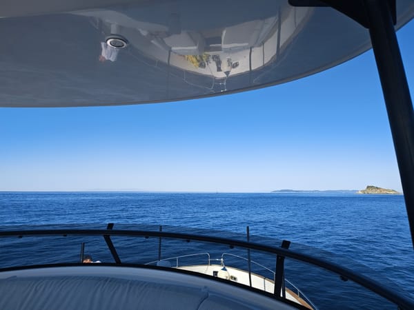 Open water from a boat deck off the Greek coast