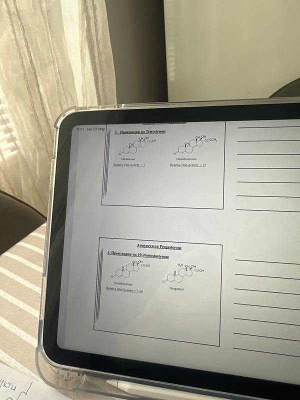 Sofia resident studies steroid hormone chemistry on tablet