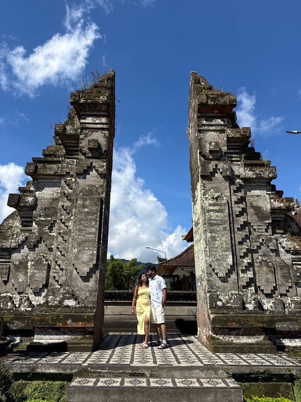 Tourists visit iconic Handara Gate in Bali early morning