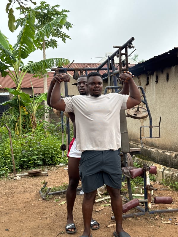 Makeshift outdoor gym session in Akwanga, Nigeria