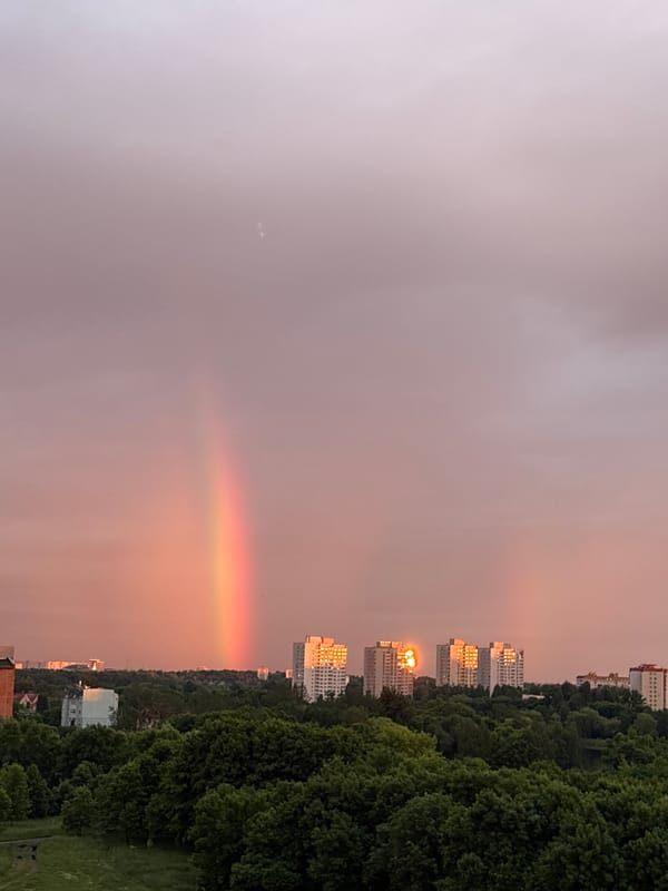 Double Rainbow Appears Over Minsk During Sunset After Rain