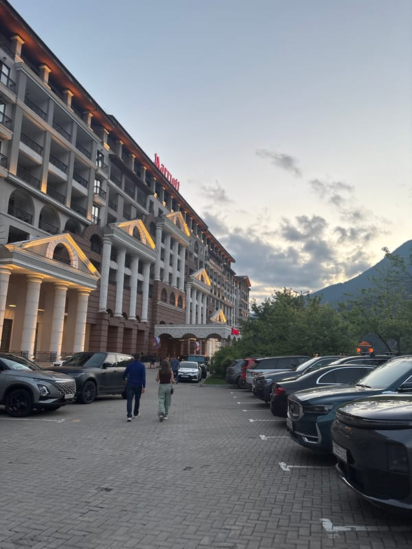 Evening stroll around Krasnaya Polyana's resort district