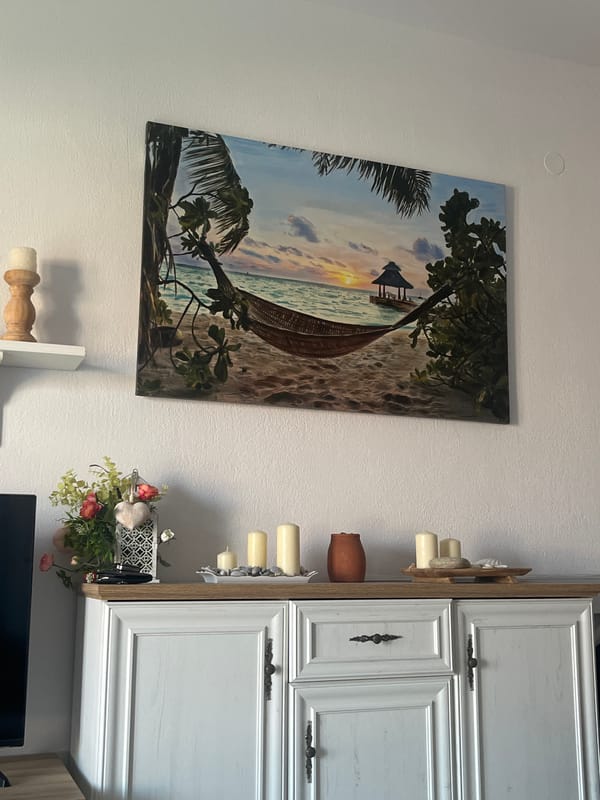 Tropical-themed interior documented at Ofrynio Beach establishment