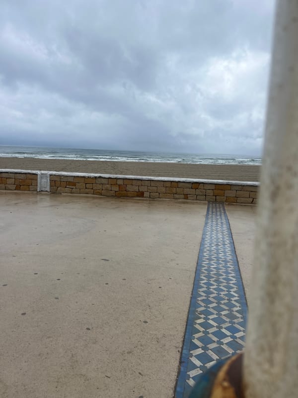 Overcast day documented at Martil beach and promenade, Morocco