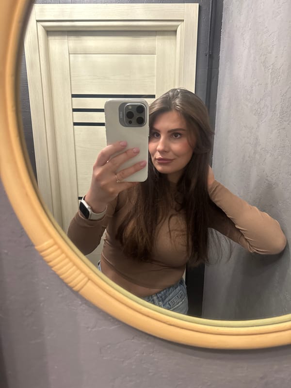 Woman documents afternoon with selfies in Ukraine suburb