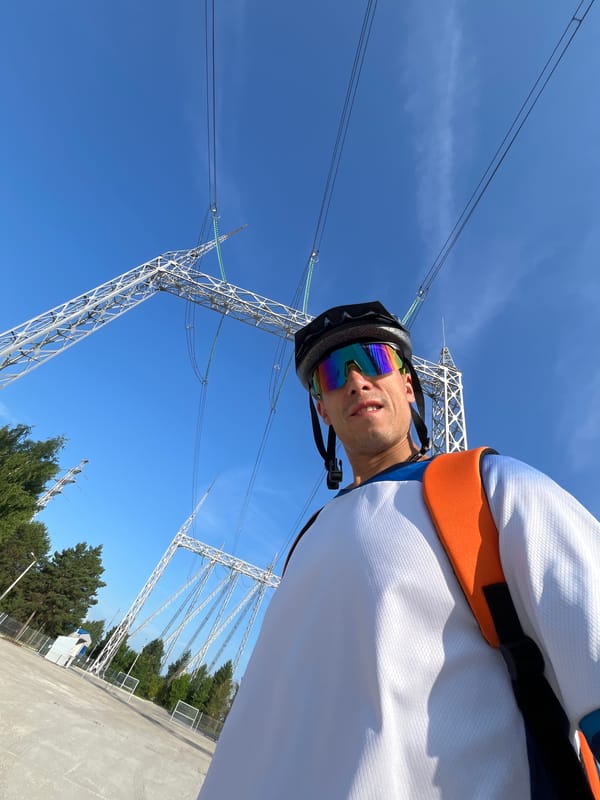 Cyclist poses for a low-angle shot in Chaikovsky, Russia