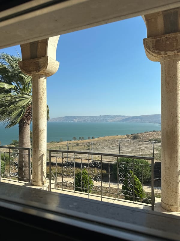 Exploring the Mount of Beatitudes chapel and grounds, Sea of Galilee