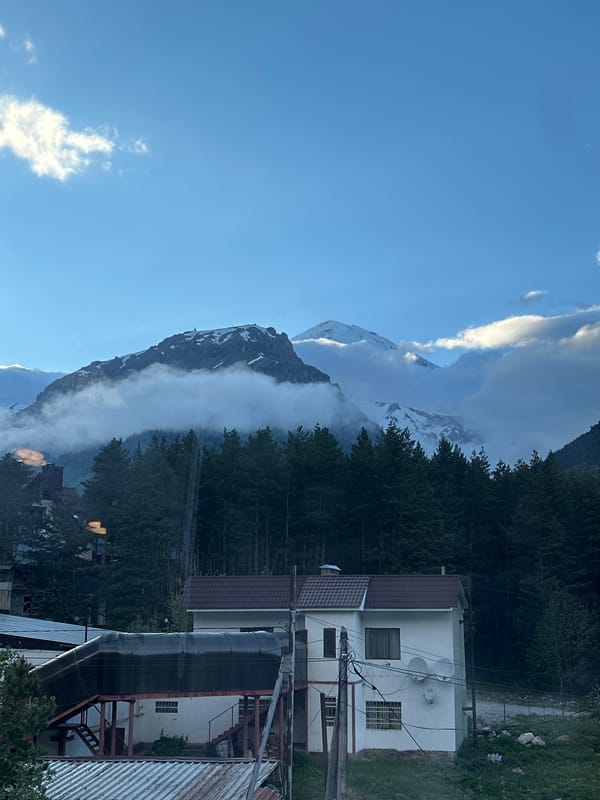 Lunch, card games, and Elbrus views in Terskol
