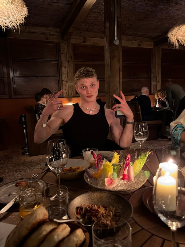 Restaurant dinner scene with candles observed Friday evening