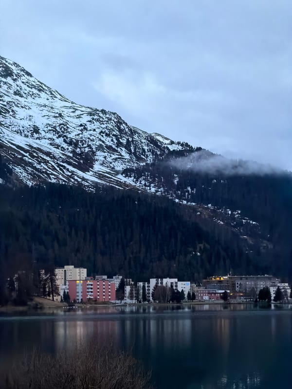 Evening alpine tranquility captured at Lake St. Moritz