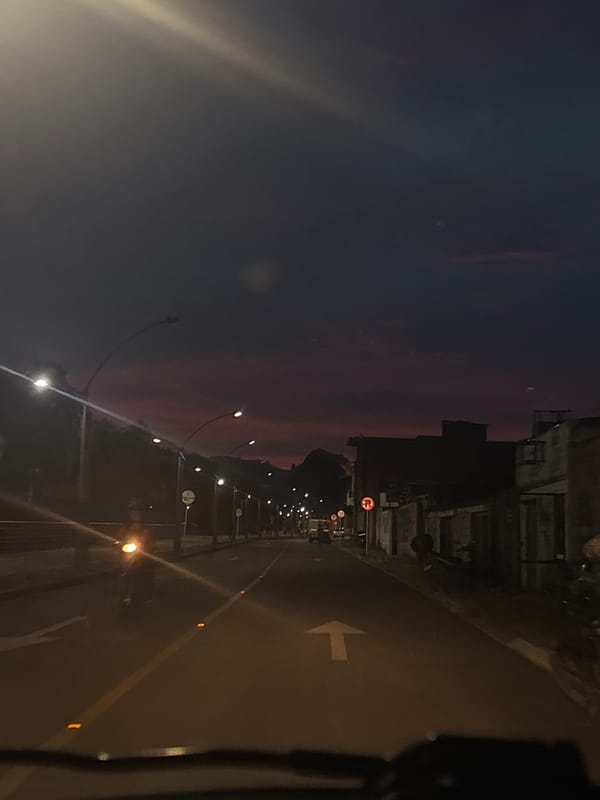 Dusk street scene documented in Guarne, Colombia