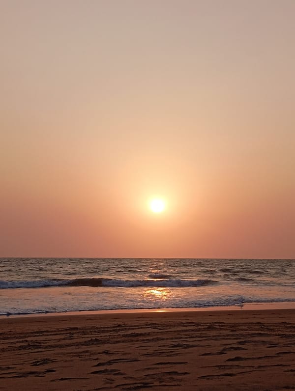 Sunset photographed over Arabian Sea at Arambol, India
