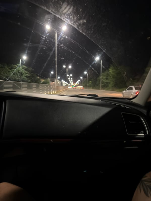 Night driving through streetlit roads in Plovdiv