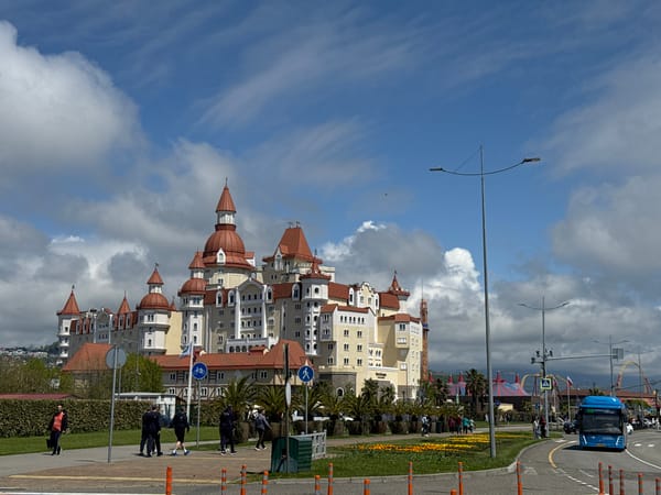 Everyday architecture documented in Sirius, Russia including castle, hotel