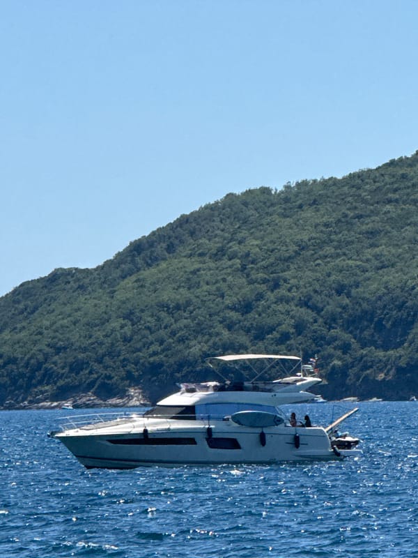 Sun, yachts, and parasailing on the Budva waterfront