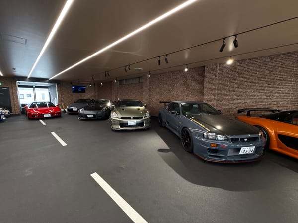 Modified sports cars displayed at Osaka car studio showroom