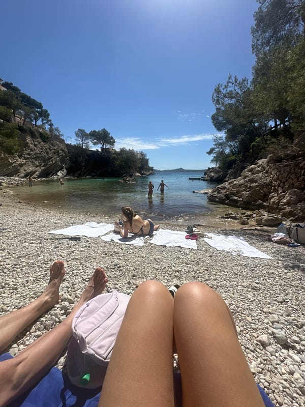 Sunny beach day captured at Peguera, Spain coastline