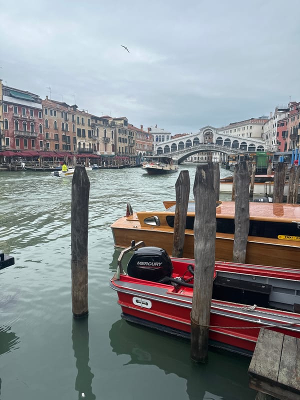 Tourist captures classic Grand Canal view from Venice boat