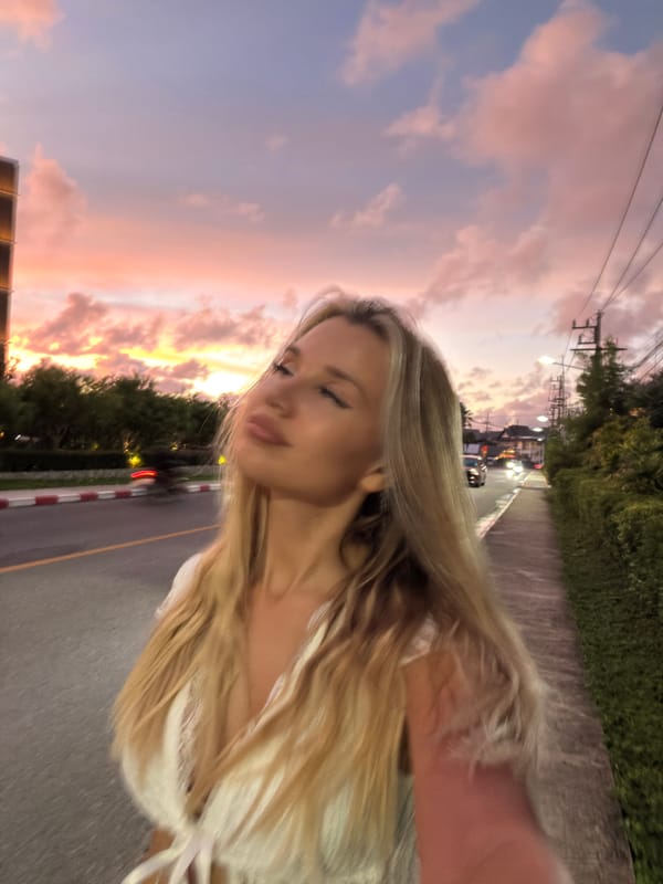 Sunset sky and street life in Choeng Thale, Phuket