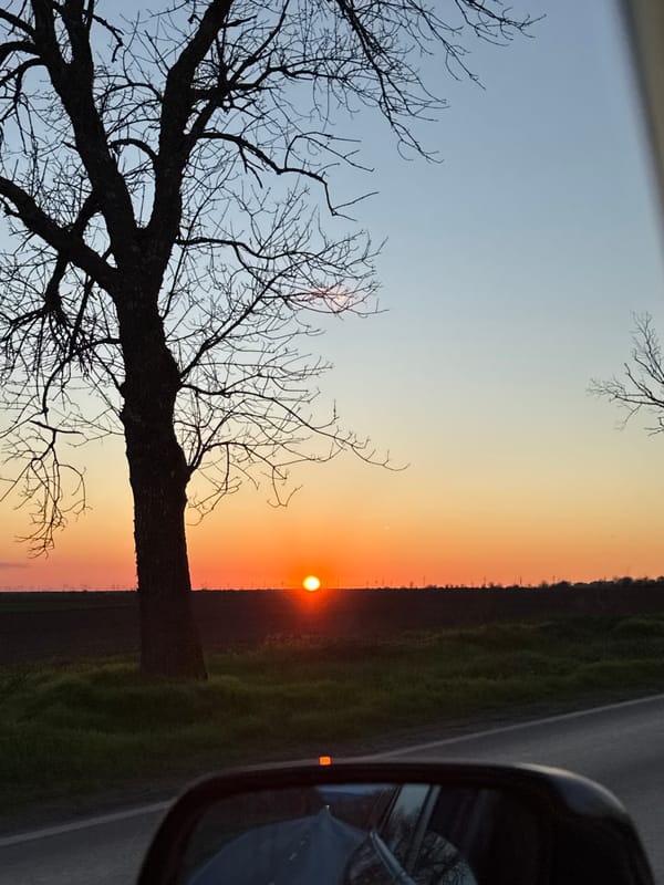 Evening sunset captured near Harlets, Bulgaria from roadside