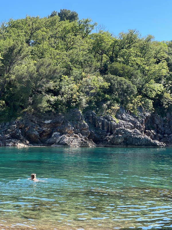 Typical beach day captured in Pržno, Montenegro coastline