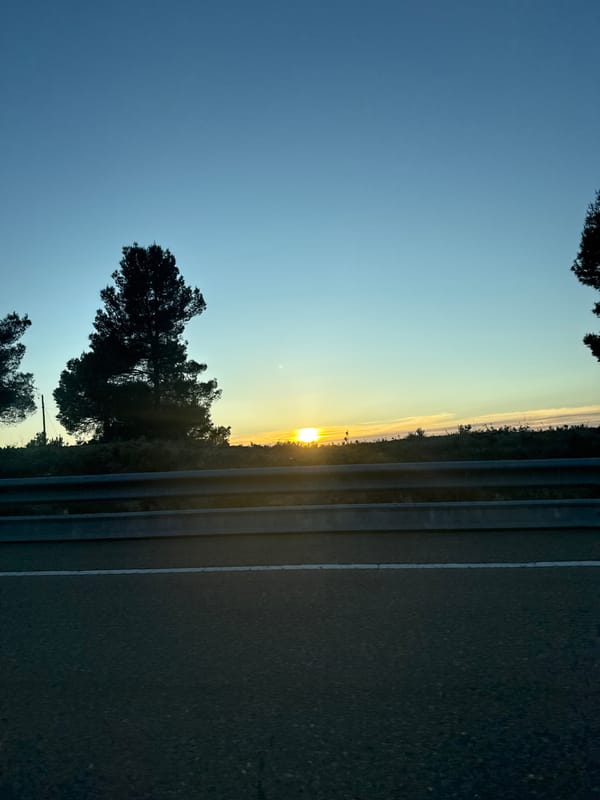 Sunset observed from roadside in Fórnoles, Spain