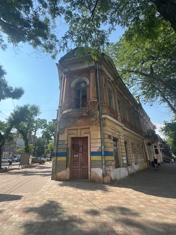 Midday street life in central Odesa, Ukraine