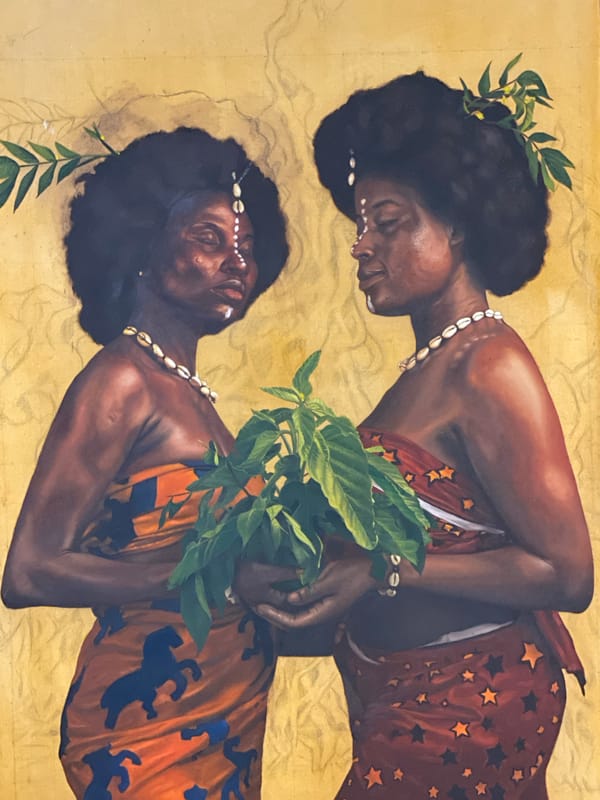 Art collection featuring African portraits documented in Ado, Nigeria