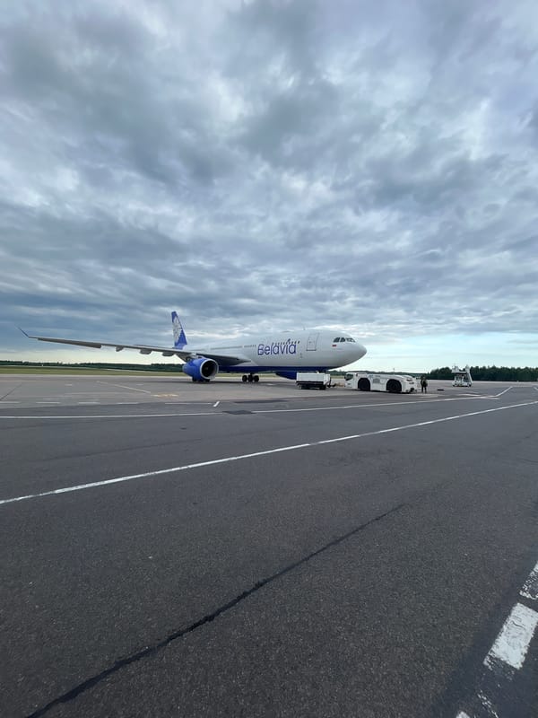 Belavia jet refueled on the tarmac at Minsk Airport