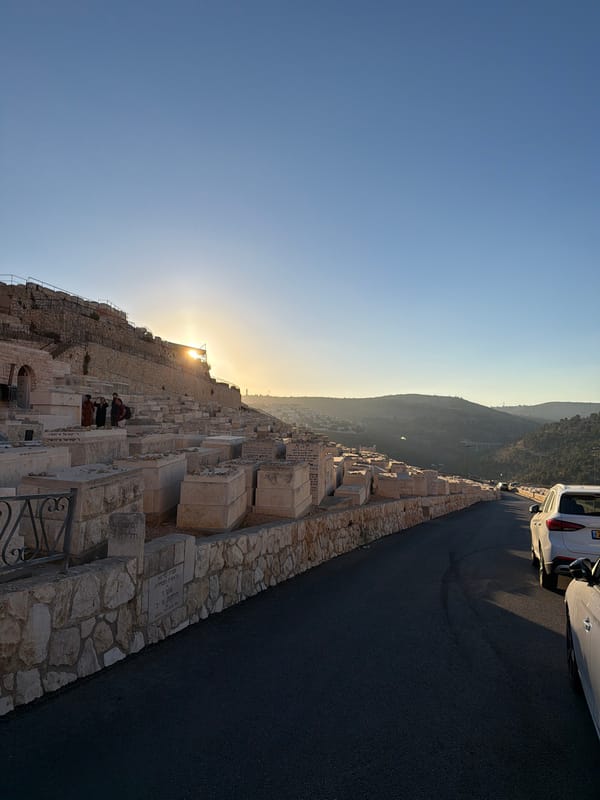 Morning light over Jerusalem's Mount of Olives and Western Wall