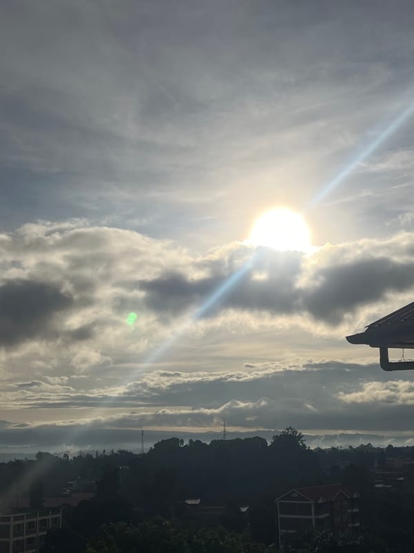Bright sunlight breaks through clouds over Nyeri, Kenya