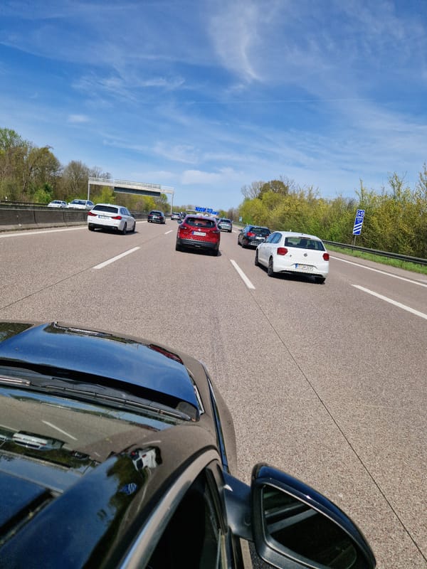 Traffic jam backs up highway near Karlsruhe, Germany