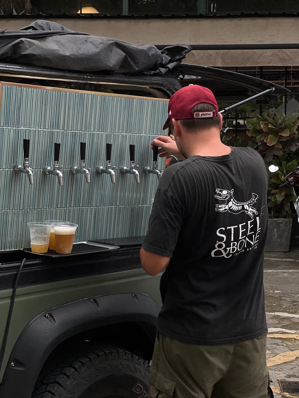 Outdoor market morning: food, crafts, beer, and street art