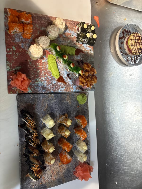 Sushi lunch documented at Japanese restaurant in Burgas