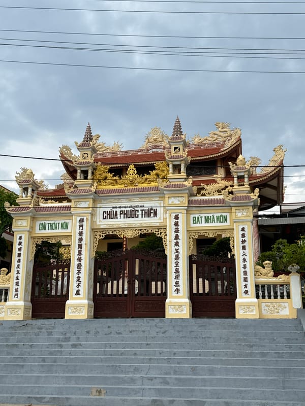 Motorcycle ride and temple stop in Phu Thuy Ward, Vietnam