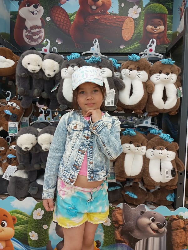 Girl visits toy store in Izhevsk, Russia