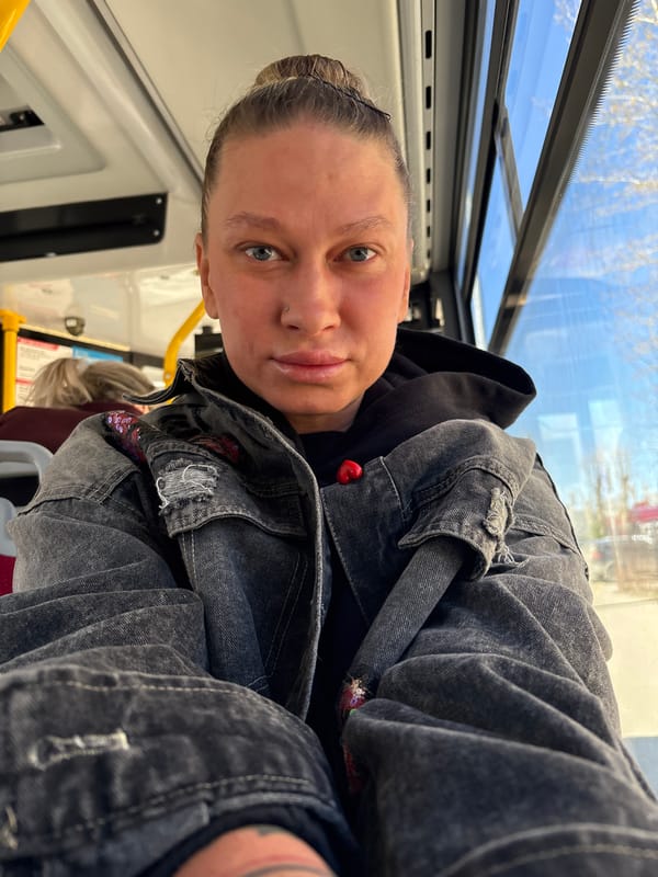 Woman rides public transport in Perm, Russia