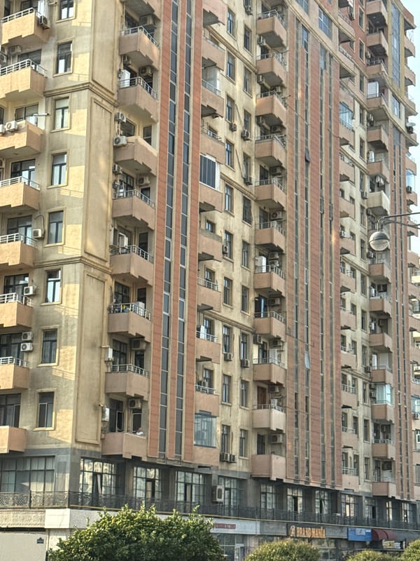 Street-level tour through modern residential Baku