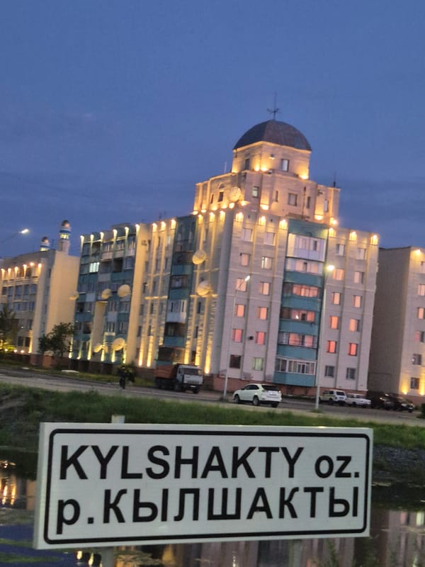 Evening illumination and cultural scenes documented in Kokshetau, Kazakhstan
